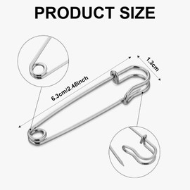 12 Pcs Large Safety Pins,Extra Sturdy Bulk Pins,Strong Blanket Pins,Stainless Steel Wire Safety Pin,Heavy Duty Blanket Pins,Safety Pins Heavy Duty for Clothes Blankets Crafts Skirts Kilts Brooch