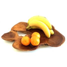 Oma® Hand Crafted Root Teak Wood Serving Tray Medium Platter - Premium Quality - OMA Federal (TM) Brand