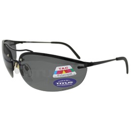 TITUS G99 Premium Wrap Around Metal Frame Z87+ Safety Glasses w/Side Shield Motorcycle Shooting DOT ANSI CE Approved Eyewear (Black Frame, Polarized Z87.1 Lenses)