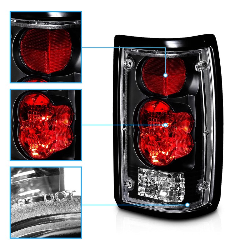 AmeriLite Black Euro Tail Lights for 1986-1993 Mazda B2000 Seried
