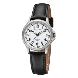 REGENT 3287.90.19 Women's Watch Titanium with Leather Strap Analogue 10 ATM Sapphire Glass, Leather strap white, Strap.