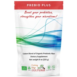 Cutting Edge Cultures Prebio Plus Prebiotic Fiber Powder Best Custom Blend of Organic Prebiotic Fibers Dietary Supplement 8 oz (Prebio Plus 8oz + Vegetable Starter 4 Grams)
