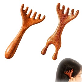 2pcs Five Touch Therapy Comb,Massage 6 Claws,Saludea Fivetouch Therapy,Sandalwood Multi-Functional Handheld Head Combs,Six-Claw Meridian Massage Comb for Scalp, Face, Neck, Shoulders (A+B)