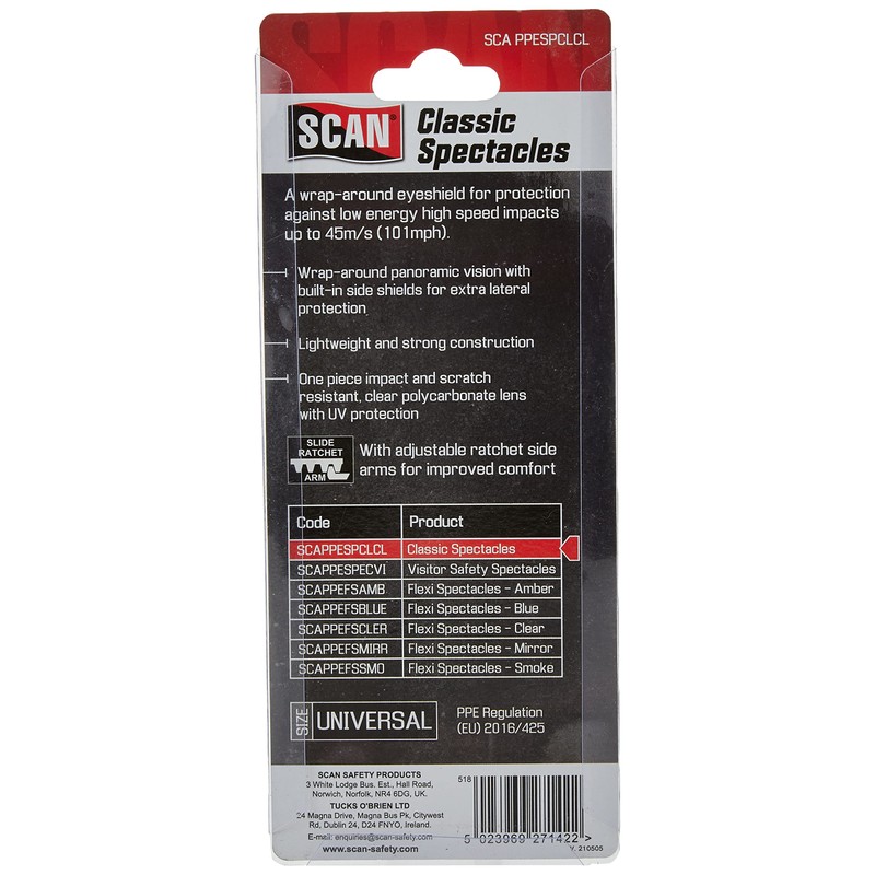 Scan 2HCA37C Classic Safety Spectacle Clear, 6.5 cm*23.0 cm*9.0 cm