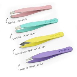 Legami - Bye Bye Frida Set of 4 Mini Tweezers 5 x 0.5 cm Stainless Steel - Achieve Hidden Hair with the Most Suitable Tip, Flat Tip, Angled Tip, Slant Tip,
