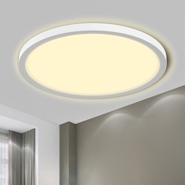 LQWELL® Ceiling Light LED Ceiling Light, IP44 Waterproof Bathroom Lamp Round Flat 24 W 3000 K 2400 LM Modern Simple Lamp Thin for Living Room Bathroom Bedroom Kitchen Balcony Cellar Office 300 x 25 mm