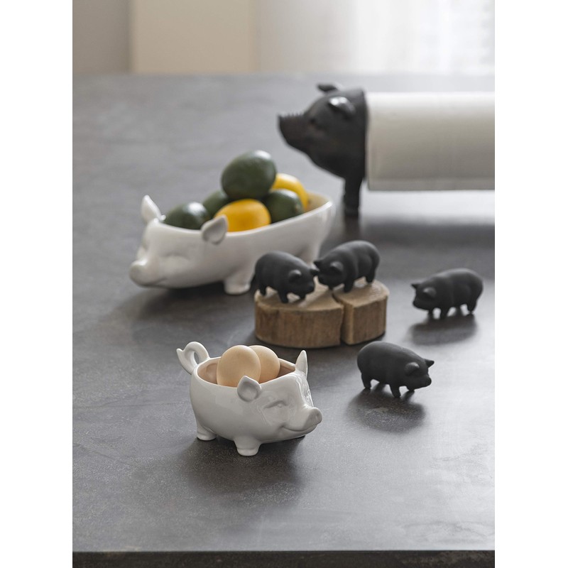 Creative Co-Op White Ceramic Pig Shaped Bowl