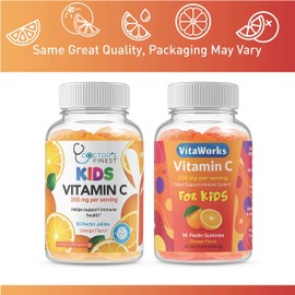 Doctors Finest Vitamin C Gummies for Kids – Vegan, GMO Free & Gluten Free – Great Tasting Orange Flavor Pectin Chews – Kids Dietary Supplement – 250 mg of Vitamin C – 90 Jellies [45 Doses]