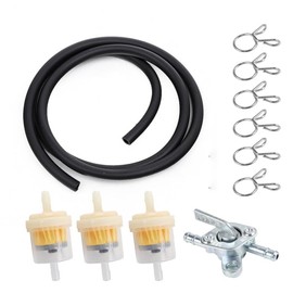 Gas Fuel Line Hose Clamps Fuel Filters with Inline Shut Off Valve Petcock Set for 50cc 70cc 90cc 110cc 125cc 150cc Taotao Coolster Apollo Baja ATV Four Wheeler Dirt Pit Bike(Black)
