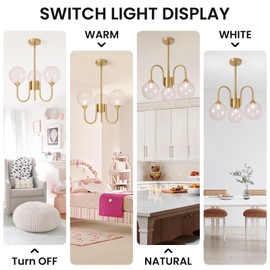 Axamate Pink Bubble Chandelier 20 inch, Mid Century Modern Gold Lighting Fixture Glass Sputnik Pendant Hanging Ceiling Light Castle Chandeliers for Girls Room Dining Living Room Bedroom Kitchen