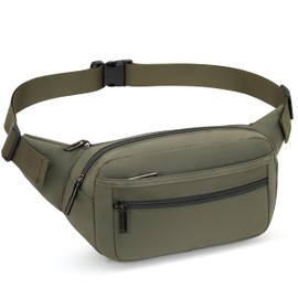 GERIINEER Waterproof Belt Bag Bum Bag Women Men Multifunctional Waist Bag with Zip Suitable for Travel Hiking and All Outdoor Activities, olive, Unit size