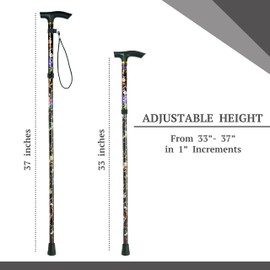Amazing Health Pretty Flower Height Adjustable Folding Walking Sticks (White) - Walking Cane for Women