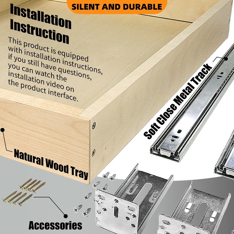 Pull Out Drawers for Cabinet,Wood Slide Out Cabinet Organizer and