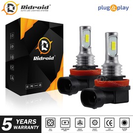 RIDROID H11 H8 LED Headlight Super Bright Bulbs 6500K White Kit 360000LM HIGH/LOW