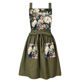 Waibejon Vintage Apron Dress, Cute Kitchen Apron for Women with Pockets, Pinafore Apron for Cooking, Gardening, Baking