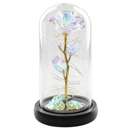 Glass Cover Rose LED Light Eternal Rose Foil Flower Light Valentines Day Christmas Mothers Day Gift Colorful Gold