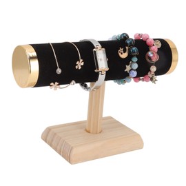 Hapivida T Bar Jewellery Stand, 23 cm Bracelet Holder, T Stand Organiser, Jewellery Holder, Bracelet Necklace Holder, Jewellery Stand Organiser for Jewellery, Watches, Bracelets, Black Plush