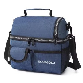 BAGGONA Insulated Lunch Bag with Compartments, lunch box for men/women, blue lunch box, cooler tote for men, large lunch bag insulated