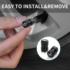 XIGRALUCK Tire Valve Stem Cap for Lexus Metal Tire Stem Cover with Belt O-Ring Air caps Sports Accessories 4 Pieces (Black)