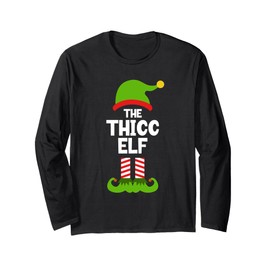 Funny The Thicc Elf Christmas Family Party Pajama Langarmshirt