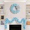 Pre-Lit Flocked Pine Artificial Christmas Wreath - 24" - Sky