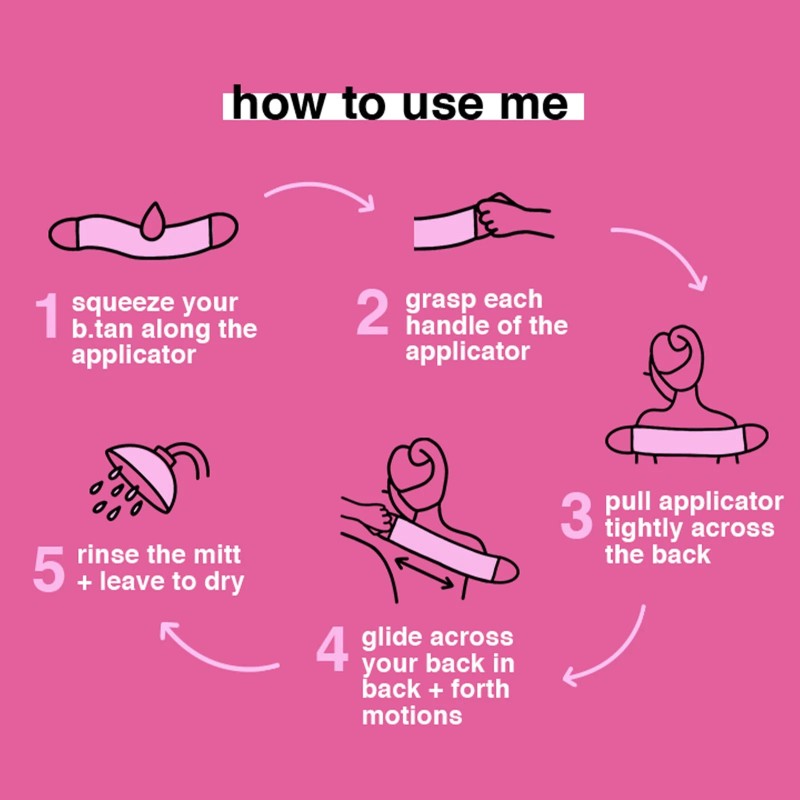 B.TAN Back Tanning Mitt Dual Sided Washable Applicator for Smooth