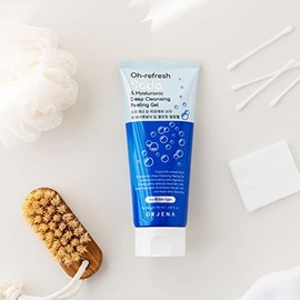 ORJENA Oh-Refresh Soda & Hyaluronic - Gel de limpieza profunda de 6.09 onzas líquidas, exfoliante facial para pieles sensibles, eliminación de piel mu