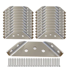 Universal Stainless Steel Furniture Corner Connector Heavy Duty Corner Bracket,20 Pcs Angle Brackets Hardware Bracket Silver Metal Corner Braces for Wood with Screws, Shelf Supports Aufuga (20)