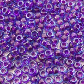 FUCHIA LINED AQUA LUSTER MIYUKI SEED BEADS APPX 20GM TUBE 6/0 ROUND