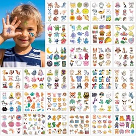 Temporary Tattoo Kids,30 Sheets Mixed Styles Tattoos for Kids Cute Temporary Tattoos Stickers for Girls and Boys, Animals Numbers Plants Fruits Fake Tattoos