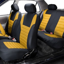 FH Group FB068YELLOW115 Universal Fit Full Set Premium 3D Air Mesh Design Yellow Automotive Seat Covers fits Most Cars, SUVs, and Trucks (Airbag and Rear Split Bench Compatible)