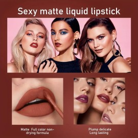 Set 6 Labiales Líquidos Mate Larga Duración Handaiyan Rojo