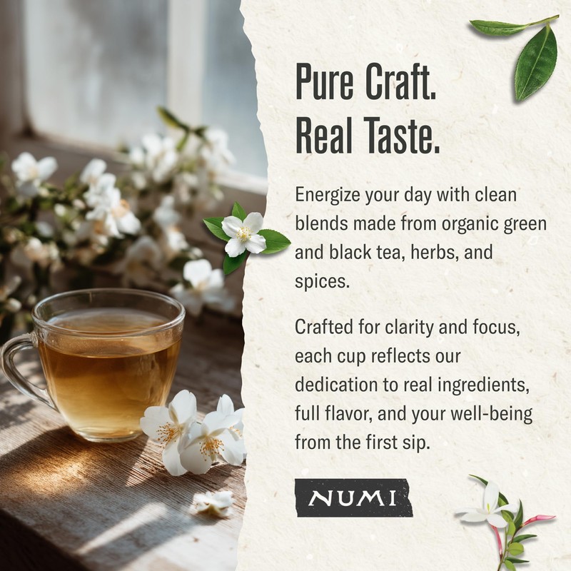 Numi Organic Jasmine Green Tea 16 Ounce Pouch Brews 200