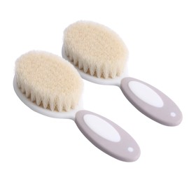 BIUDECO Infant Care Hair Brush Set Natural Wool Shampoo Brush for Newborns Scalp Scrubber Easy to Use for Hair Cleaning