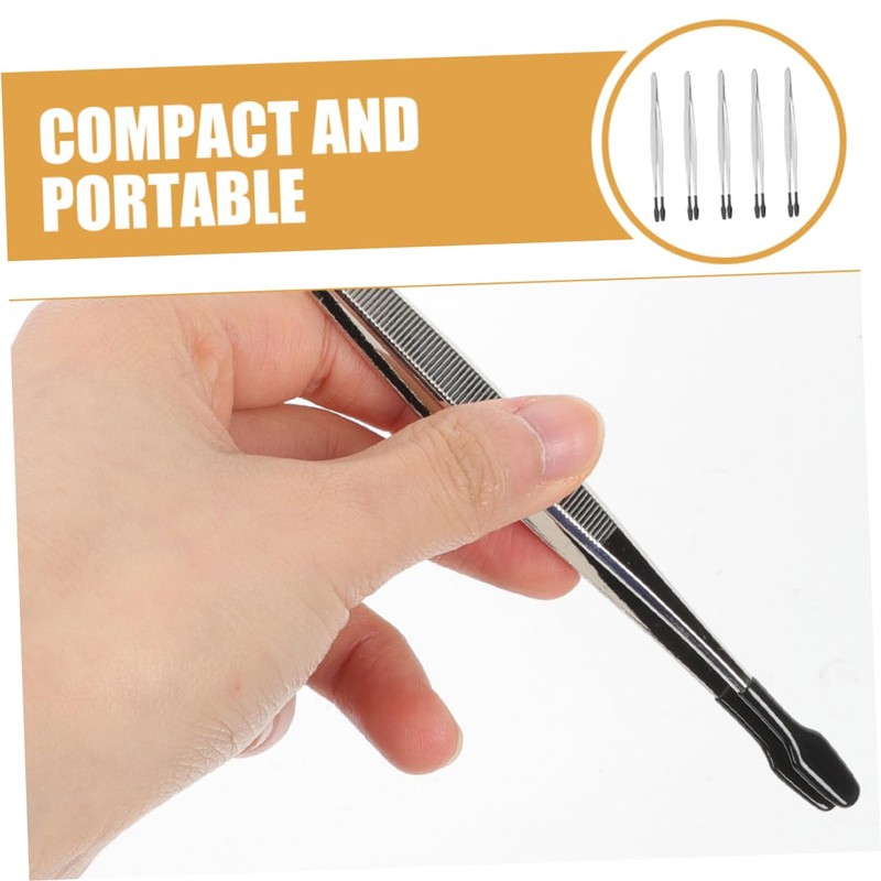 VICASKY 5pcs Stamp Collecting Tweezers Flat Grip Craft Tool for