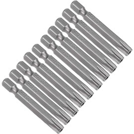 XMHF 10 Piece 50mm Long 1/4 Inch Hex Shank T40 Torx Head Magnetic Screw Driver Bit Set Security Tamper Proof Star 6 Point Screwdriver Kit Tools