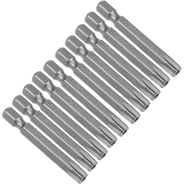XMHF 10 Piece 50mm Long 1/4 Inch Hex Shank T40