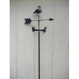 The Lazy Scroll Flamingo Garden Style Weathervane Wrought Iron