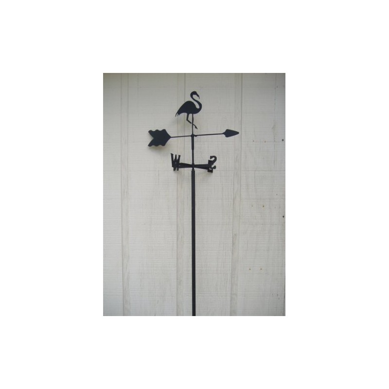 The Lazy Scroll Flamingo Garden Style Weathervane Wrought Iron