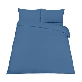 EGYPTO Polycotton Mid Blue Single Duvet Cover Set - Soft, Breathable Anti-Allergic Bedding Set - with Comfortable Pillow Case for Bed (Single, Mid Blue)