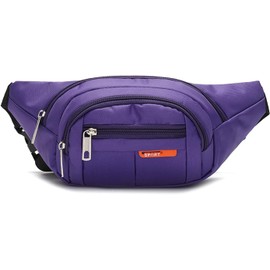 PEAKTREND Waterproof Bumbags, Large Capacity Waist 4 Pockets for Women Men Kids Girls Waist Bag for Outdoor Running Hiking for Dog Walking Sports Workout Traveling Casual Travel Wallets Pouch (Purple)