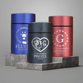 Custom Compact Mini Keepsake Textured Pet Cremation Urn - Engraved Stainless Steel Urns for Guinea Pig Memorial Ashes, Ice Red | 3.2" x 2" (4-8 lbs Capacity) Guinea Pig Face