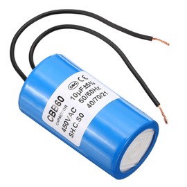 PATIKIL 10uf CBB60 Run Capacitor,1Pcs AC 450V 2 Wires 50/60Hz Motor Running Capacitor 20x35.2x64.5mm for Washing Machine, Cleaning Machine Pump Motor Star, Blue