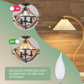 MMBGJKG Flame Tip Chandelier Light Bulb， 60W E12 Candelabra Base,Candle Light Bulbs for Chandeliers, 2700K Warm White Dimmable Edison Candle Bulbs for Chandeliers,Ceiling Fan Lights(12pack)