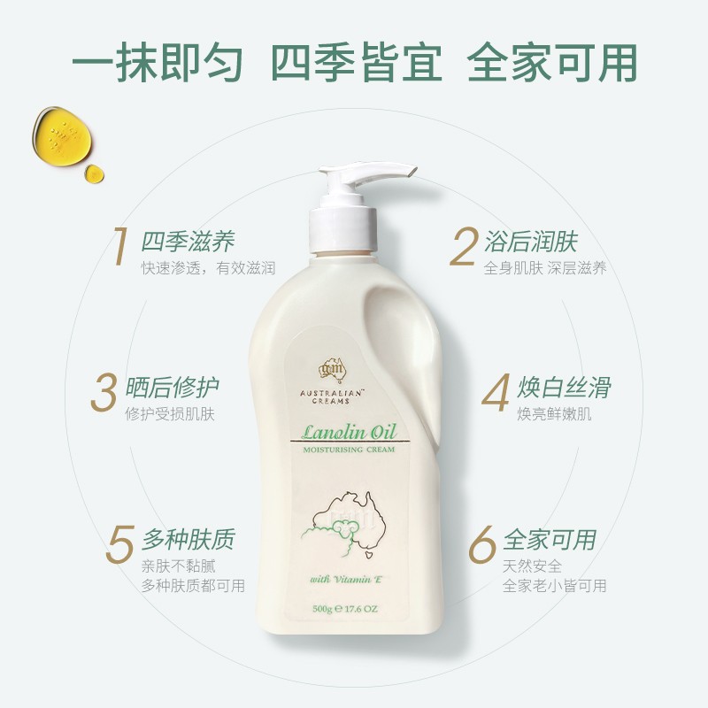 G&M Australian Moisturising Cream Lanolin Oil (500g) 澳洲绵羊油身体乳