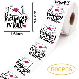 Lasimfa Happy Mail 500 Pack of 1.5 Inch Stickers, Perfect for Small Businesses and Small Shops as Thank You and Packaging Gift Wrap Stickers