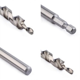 2 Pcs 3/8"(9.5mm) Pocket Hole Drill Bit, HSS Twist Step Drill Bit with Depth Stop Collar for Manual Pocket Hole Grill Guide Drill Tools Kit