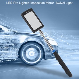 Espejo de inspección del vehículo, telescópico Espejo de inspección ajustable flexible con luz LED, herramienta de extensión giratoria de 360 grados