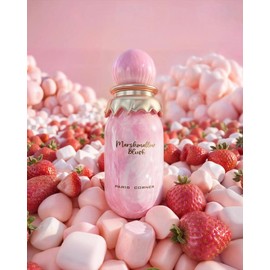 Paris Corner Marshmallow Blush EDP 3.4fl.oz - Gourmand Marshmallow & Strawberry Perfume for Women, Long-Lasting Sweet Scent with Honey & Fruity Notes, Elegant Pink Glass Bottle with Golden Accents:_1PCS