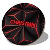 1 x Round Coaster - Name Christian Gamer Black Red
